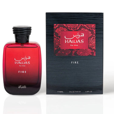 Hawas Fire Eau de Parfum Spray 100ml (3.4 oz) by Rasasi | Masculine, Fresh and Aquatic